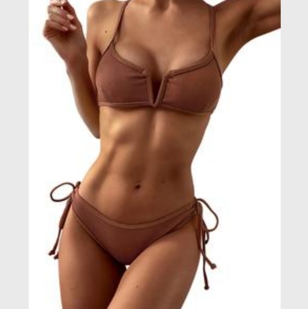 Bikini Ribbed Brown-Zaful NWT